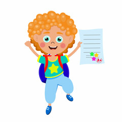 Cute boy with school bag and MarkSheet vactor image