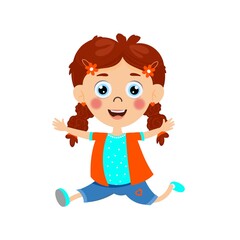 Cute girl jump vactor image. Girl cartoon character vactor image
.