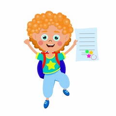 Cute boy with school bag and MarkSheet vactor image