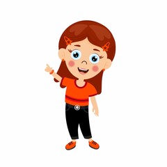cute girl pointing vactor image.
