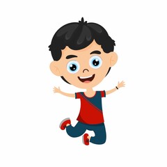 Cute boy jump vactor image. boy cartoon character vactor image
.