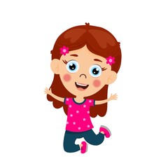 Cute girl jump vactor image. Girl cartoon character vactor image
.