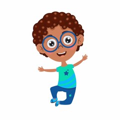 Cute boy jump vactor image. boy cartoon character vactor image
.