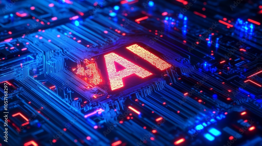 Poster A computer chip with the letters AI on it