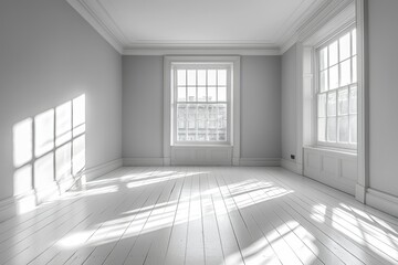 Fototapeta premium Sunbeams Streaming Through Window in a White Room