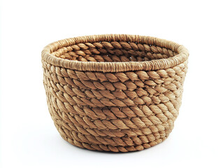 Handwoven Natural Fiber Basket with Intricate Braided Design