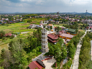 Chinese rural pagoda landscape, ancient pagoda