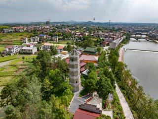 Chinese rural pagoda landscape, ancient pagoda