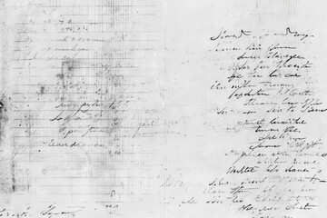 An image of a handwritten text on a faded transparent sheet, showcasing scribbled words with varying shades, conveying a sense of mystery and history.