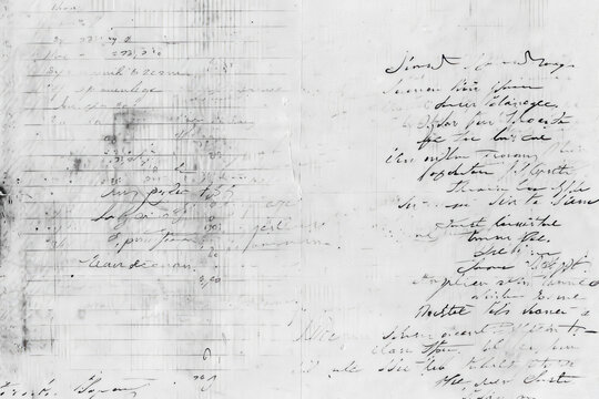 An image of a handwritten text on a faded transparent sheet, showcasing scribbled words with varying shades, conveying a sense of mystery and history.