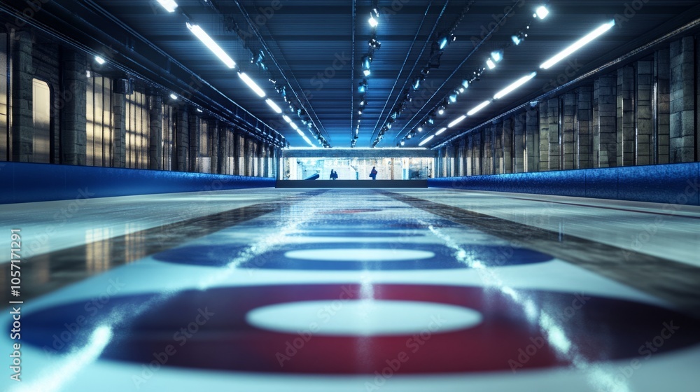 Aufkleber A large empty ice rink with a red circle in the middle