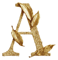 Fototapeta premium PNG Gold jewelry font leaf.