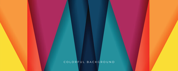 Abstract colorful 3D triangle background papercut style design for website and headline text with blue color