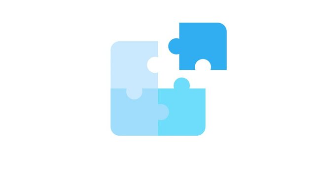 blue puzzle animation icon logo jigsaw match illustration