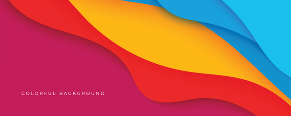 Abstract colorful 3D wavy background papercut style design for website and headline text