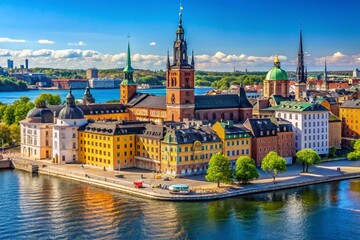Obraz premium Stunning Architectural Photography of Storkyrkan Church in Stockholm, Capturing Gothic and Baroque Elements for Travel