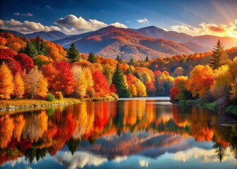 Stunning Autumnal Landscape with Majestic Mountains and Vibrant Foliage for Scenic Nature Photography