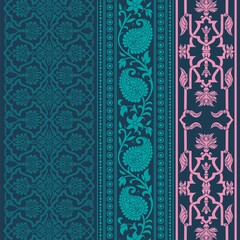 wedding card design, traditional paisley floral pattern , royal India	
