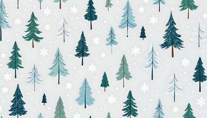 Obraz premium Christmas trees seamless pattern