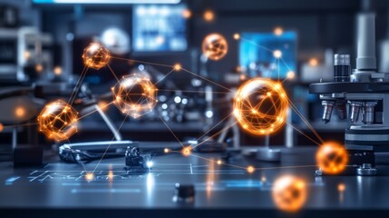 A Close-up View of Laboratory Equipment, displaying a Tidy Background with White Space, Accentuating the Magic and Danger Inherent in Nature's Scientific Exploration.