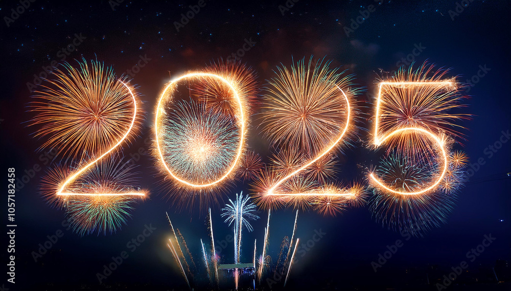 Fototapete combination of the number 2025 with the best design and a combination of festive elements and orname