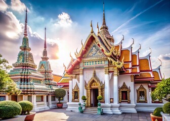 Fototapeta premium Stunning Portrait Photography of Bangkok Temples Capturing Culture and Architecture