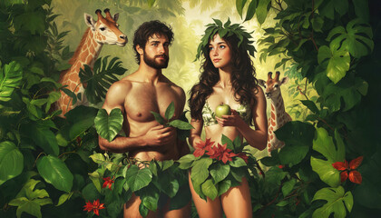 God created Adam and Eve. Bible. Old Testament. Genesis.