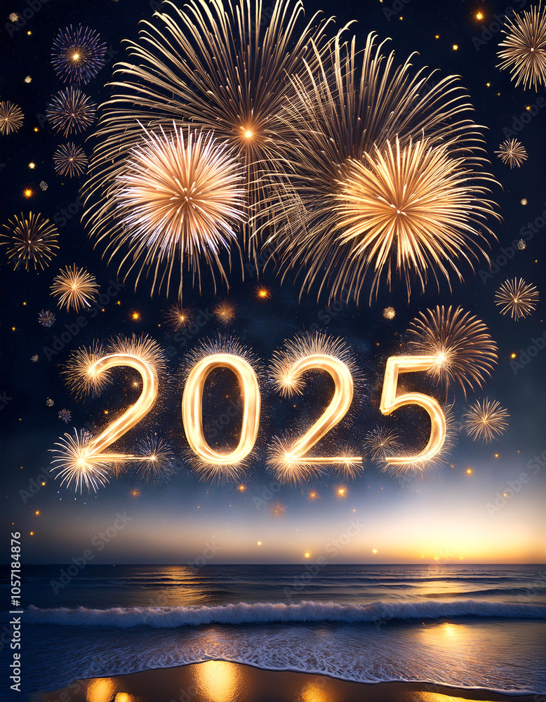 Fototapete combination of the number 2025 with the best design and a combination of festive elements and orname