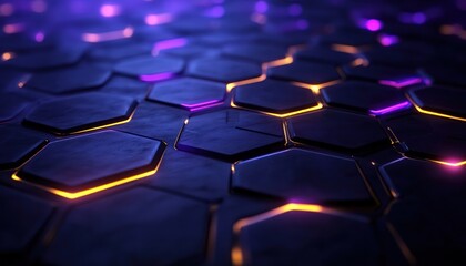 Futuristic honeycomb design with glowing hexagons