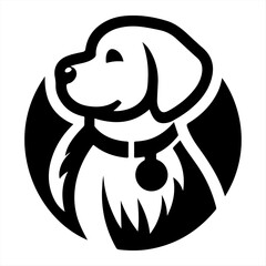 black and cartoon illustration of a dog