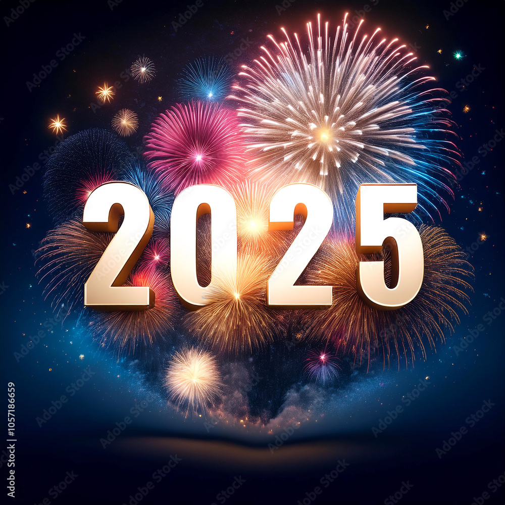 Fototapete combination of the number 2025 with the best design and a combination of festive elements and orname