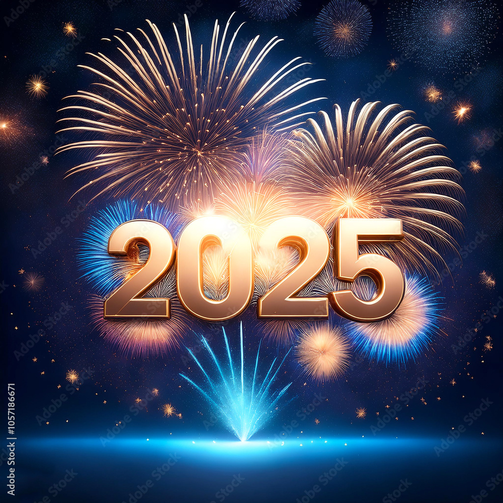 Fototapete combination of the number 2025 with the best design and a combination of festive elements and orname