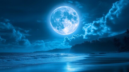 Fototapeta premium Stunning full moon captured in its radiant glory, lighting up the night sky generative ai