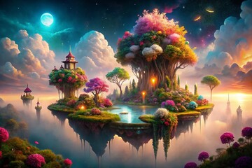 Obraz premium Surreal Dreamscape of a Ser2: Exploring Otherworldly Realms with Ethereal Landscapes and Mystical Elements