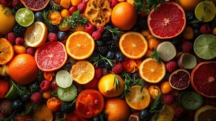 A vibrant assortment of fresh fruits arranged artistically.