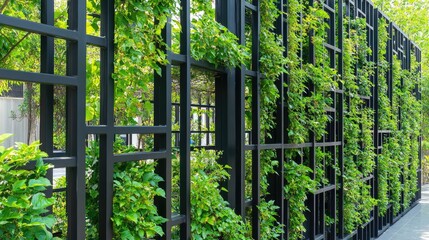Modern Green Wall with Lush Foliage and Structure