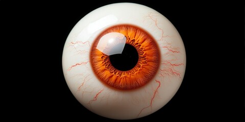 Close up Human Eye with Orange Iris and Blood Vessels