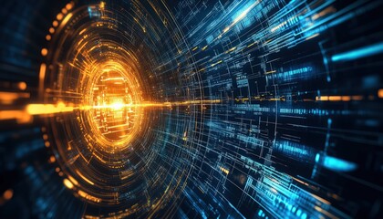 Obraz premium Digital technology development concept with futuristic, abstract backgrounds