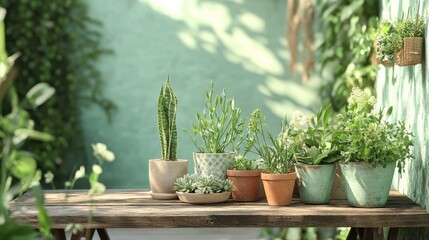 Lush Indoor Garden with Variety of Pots and Plants
