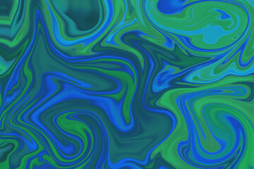 Abstract background of navy blue and green color from twirling waves. Background for design. Marble ink colorful. Can be used for background or wallpaper. Good for design or logo background.