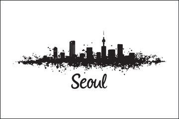 Obraz premium Seoul Skyline Silhouette Vector | Digital Cityscape IllustrationSeoul City Vector Art | Modern Urban Silhouette DesignSeoul Skyline SVG | Minimalist South Korea SilhouetteSeoul Silhouette Digita