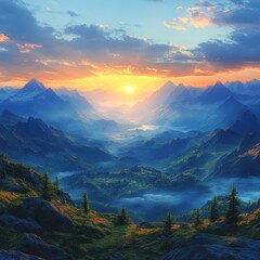 Obraz premium Sunrise Over Mountains