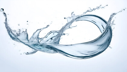 Twisted water splash floating or flying isolated white background