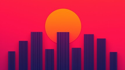 business graph on red background