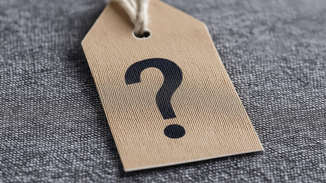 close up of price tag with question mark, symbolizing uncertainty