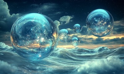 transparent and sparkling ethereal infinity floating