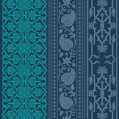 wedding card design, traditional paisley floral pattern , royal India	