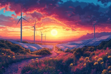 Futuristic Green Energy Showcasing Renewable Technology and Sustainability