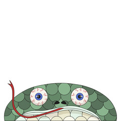 Weird Geometric Snake head isolated white background. Modern Minimal flat style symbol 2025 Chinese New Year. Vector illustration can used t-shirt print festive card postcard cover design. 