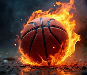 Fototapeta premium basketball in fire